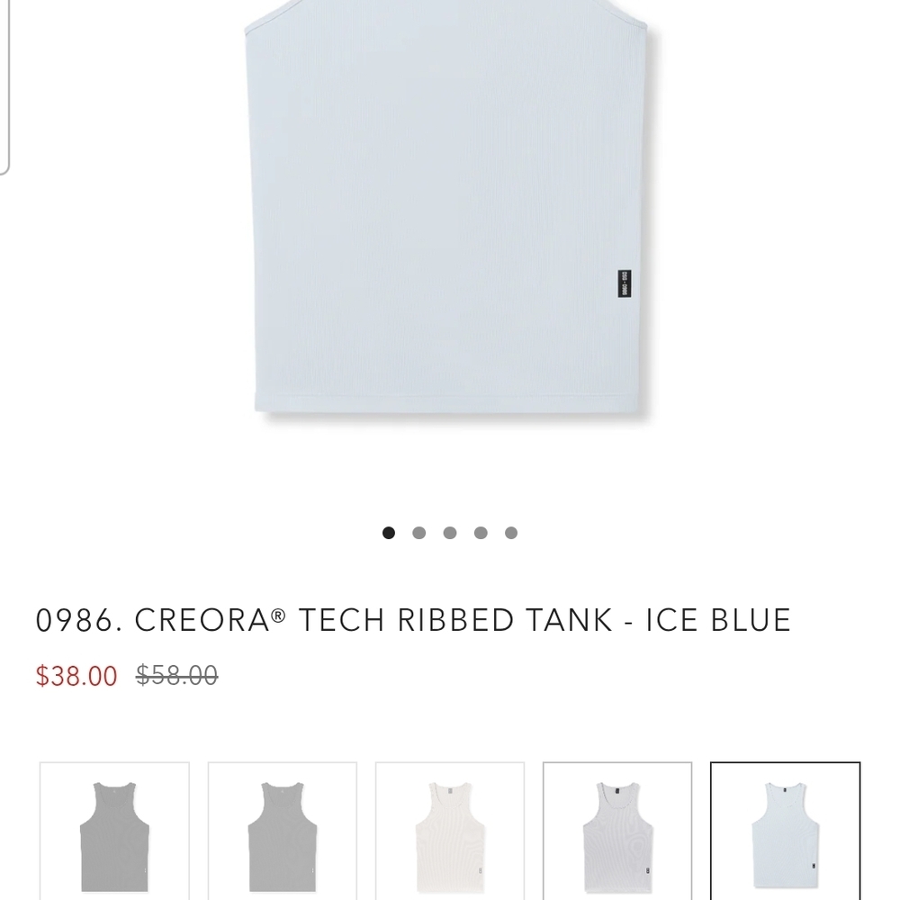 ASRV Creora Tech Ribbed Tank in Ice Blue NEW